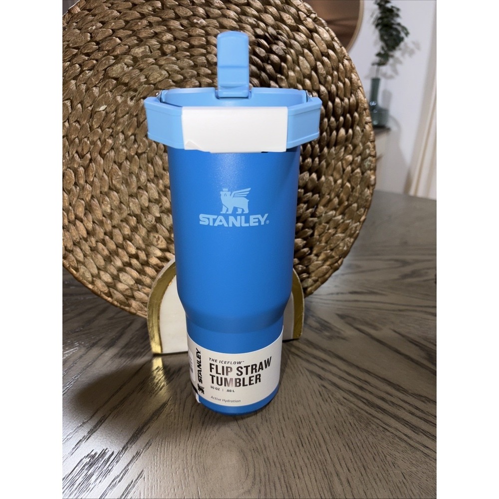 Stanley 30 oz‎ NWT RARE LIMITED EDT Stainless Steel IceFlow Straw Tumbler Azure - Picture 3 of 8